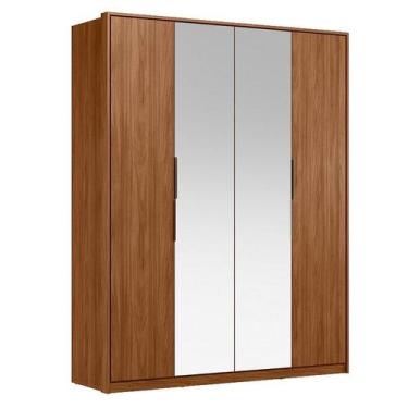 Imagem de Guarda Roupa Casal Attore D43012K 4 Portas Nogueira Touch com Espelho 