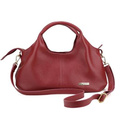 Imagem de Mr. Gutt Bolsa de Couro Feminina, Tiracolo, Preta, 36,5 x 30 cm (vermelho)