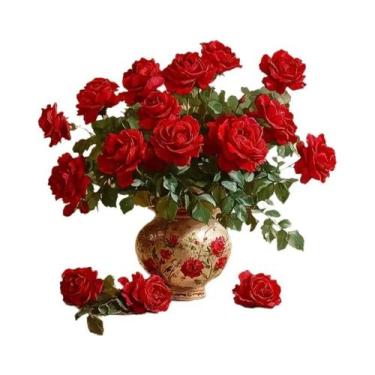 Imagem de Pintura De Flores Coloridas Com Bordado De Diamantes, Ponto Cruz Com S