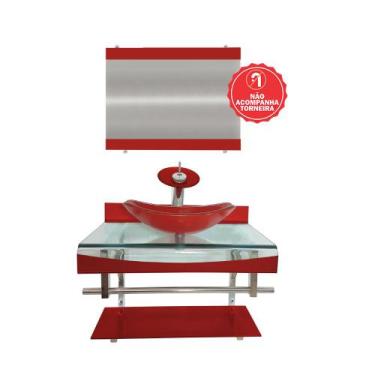 Imagem de Gabinete de Vidro 60cm para Banheiro Cuba Oval - Andorra - EKASA, Verm