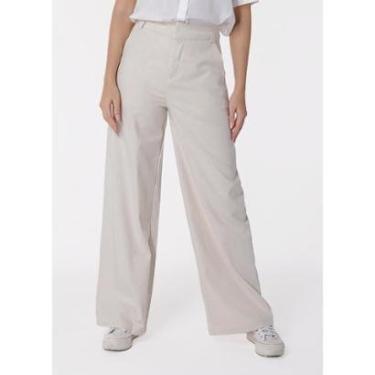 Imagem de Calça de Linho Areia Pantalona Alfaiataria Feminina Sob-Feminino