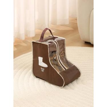 Imagem de Pacote com 1 bolsa de armazenamento dobrável marrom, organizador multifuncional com zíper para botas e sapatos, design moderno minimalista para viagens e casa, protetor à prova de poeira