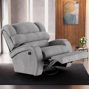 Imagem de Poltrona do Papai Sala de Cinema Reclinável Kylie Glider Manual Giratória USB Linho Cinza G23