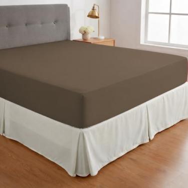 Imagem de Lençol Queen Avulso Com Elástico Liso Malha 100% Algodão Resistente Com Toque Macio Respirável Cozzilar (Marrom)