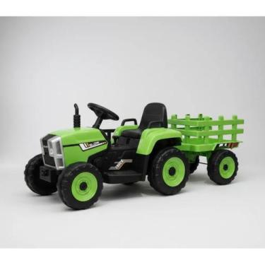 Imagem de Trator Infantil Elétrico 12v Carretinha Caçamba - World Onboard, Verde