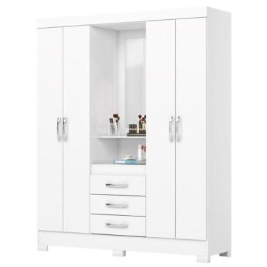 Imagem de Guarda Roupa Casal 6 Portas Com Espelho 163 cm BE313 Briz, Branco