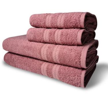 Imagem de Jogo De Toalhas Itália Soft 4 Pçs - 2 Banho E 2 Rosto 430g/m² 100% Algodão - Rosê
