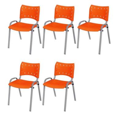 Imagem de Cadeira Iso Base Cinza, , , Escritório - Laranja Kit 5 Peças