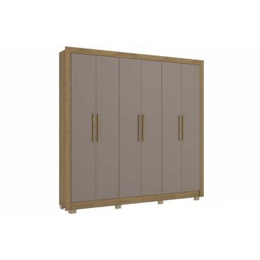 Imagem de Guarda Roupa Casal 6 Portas E 2 Gavetas C/ Pés Cb02m569 Nogueira/fendi - Kappesberg