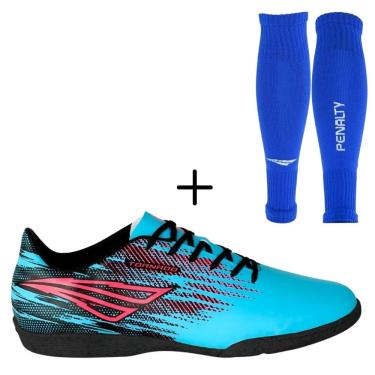 Imagem de Kit 01 Chuteira Futsal Penalty Tornado Antiderrapante+01 Meião Canelito Penalty Storm (Meião Sem Pé)