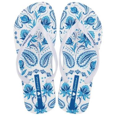Imagem de Chinelo De Dedo Feminino Fácil Calce Ipanema Trendy Print, Branco, Azu