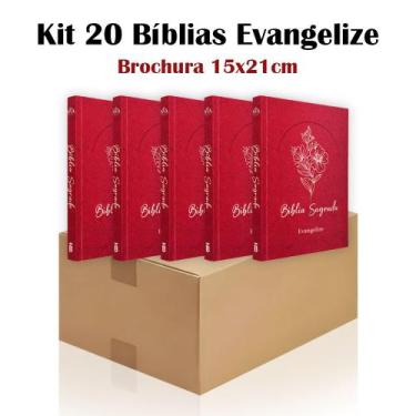 Imagem de Kit 20  Bíblia Sagrada Brochura Bordô - Evangelização - Textos Colorid