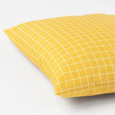 Imagem de Almofada Infantil Quadrada Grande Xadrez - Amarelo e Branco - Abra Cas