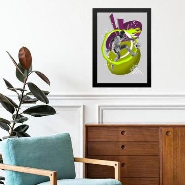 Imagem de Quadro Decorativo Abstrato Jogador Futebol 33X24Cm - Vidro - Quadros O