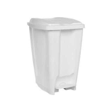 Imagem de Lixeira 20L quadrada com pedal branca para clínicas, hospitais, condom
