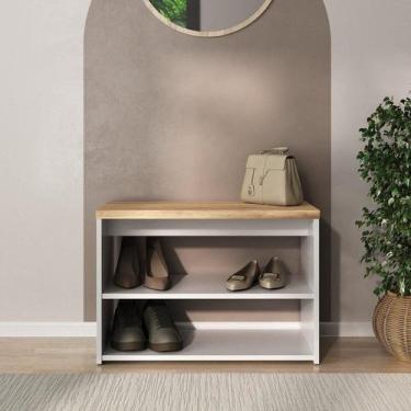 Imagem de Sapateira Banco Safira para Hall de Entrada Quarto com 2 Nichos Branco