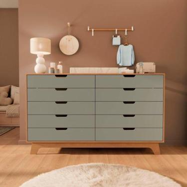 Imagem de Cômoda para Quarto Infantil 10 Gavetas 100% Mdf Alice Verti/ Castanho 