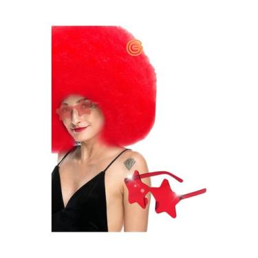 Imagem de Peruca De Cabelo Cacheado Volumoso Multicolorida De Fibra Sintética Re