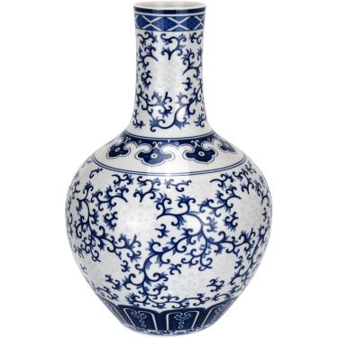 Imagem de VASO REDONDO DECORATIVO ENFEITE BONE CHINA HOME&CO 23x15x15cm AZUL