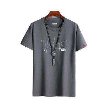 Imagem de Camiseta Masculina Solta de Algodão - Manga Curta, Estampa Gótica, Cas