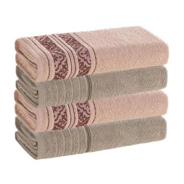 Imagem de Toalha de Banho Karsten Percal de Algodão 70cm x 1,35m 4 Peças, Rosê/L