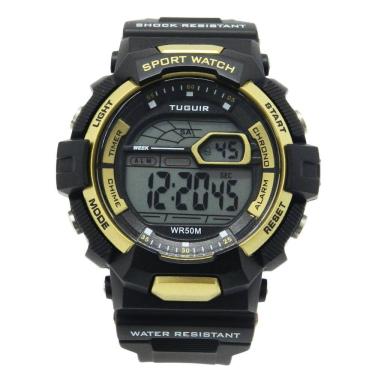 Imagem de Relógio Masculino Tuguir Digital TG30452 Preto e Dourado