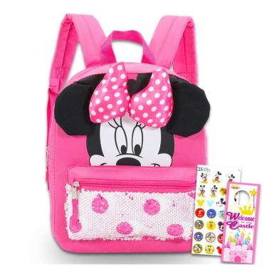 Imagem de Mochila Escolar Infantil 30cm Disney Minnie Mouse para Meninas Rosa