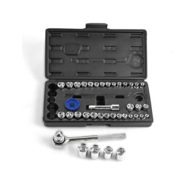 Imagem de Jogo Soquetes Sextavado 1/4 e 3/8 Pol. Platina C/ 40 Peças Titanium