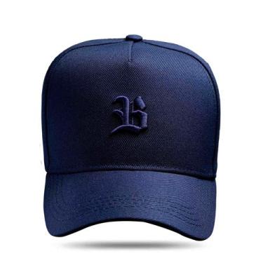 Imagem de Boné Blck Brasil Snapback Aba Curva Logo B Básico Bordado, Azul, Marin
