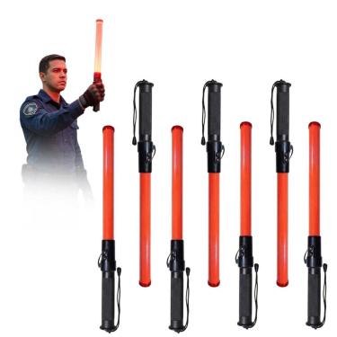 Imagem de Bastao Sinalizador LED Apito Kit 7 Viario Alerta Fiscal Frentista Segurança Emergencia Transito Obra Baliza