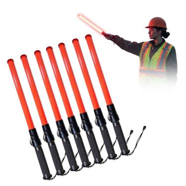 Imagem de Bastao Sinalizador Kit 7 Uni LED Viario Apito Pilha Transito Alerta Acidente Frentista Construçao Guarda Fiscal Obra