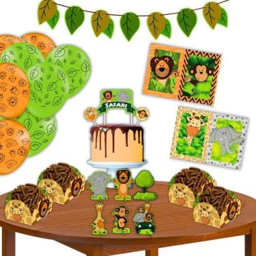 Imagem de Kit Festa de Aniversário Comemoração Infantil Kid Animais Safari - 62 