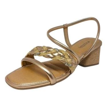 Imagem de Sandália Feminina Salto Médio Palha Brilho Mississipi-Feminino