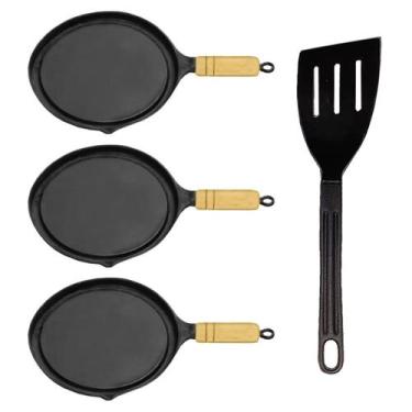 Imagem de Kit 3 Bifeteiras Antiaderente Redonda Lisa 22cm com Espátula - Alumíni