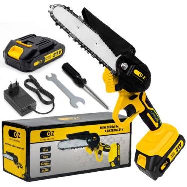 Imagem de Mini Motoserra Elétrica Portátil 6 Pol. A Bateria 21v Bivolt Recarregá