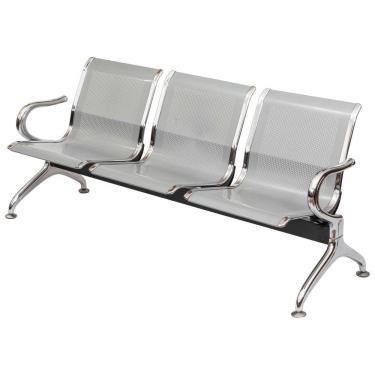 Imagem de Cadeira Longarina Montreal 3 Lugares sem Estofado Cinza