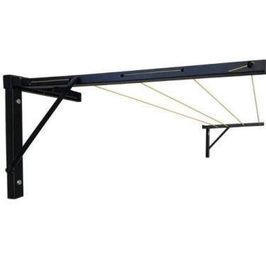 Imagem de Varal de parede reforçado retrátil 3fio 40cm preto ate 25kg - DIVERSAS