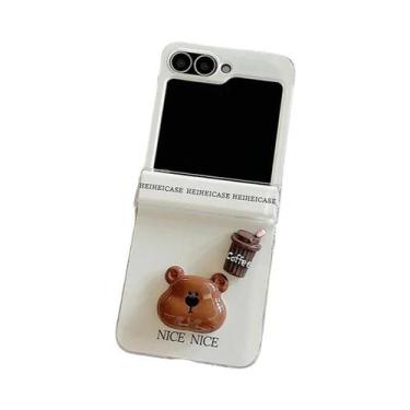 Imagem de Capa De Celular 3D Urso Café Casal Para Samsung Galaxy Z Flip 7 6 5 4 