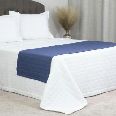 Imagem de Peseira para Cama Casal King Copacabana Decorativa 300 Fios Cor:Azul -