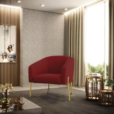 Imagem de Poltrona Sala Decorativa Stella Pé de Aço Dourado Veludo Marsala D03 -