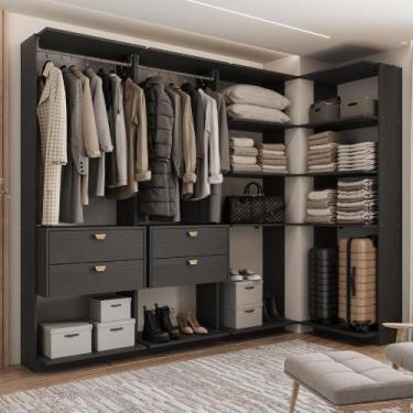 Imagem de Closet Modulado Canto 4 Gavetas Alasca Preto Touch Carraro