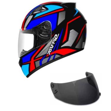 Imagem de Capacete Ebf New Spark Spider Preto Azul e Vermelho Mais Viseira Fumê 