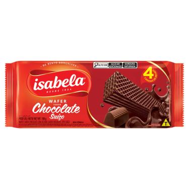 Imagem de Biscoito Wafer Chocolate Recheio Chocolate Suíço Isabela Pacote 100g