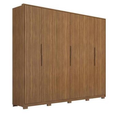 Imagem de Guarda Roupa Casal Atrice D66010KPE 6 Portas Nogueira Touch com Pés De