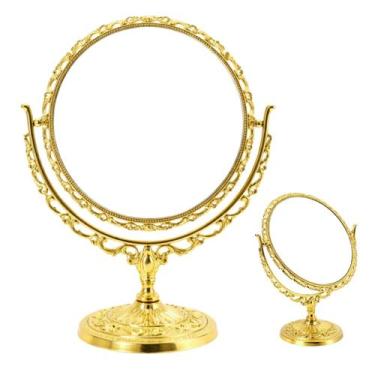 Imagem de Espelho de Mesa Princesa P/ Maquiagem 360g Dourado - Brafesty, Redondo
