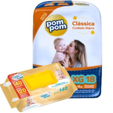 Imagem de Kit Fralda Pompom Clássica + 140 Toalhas Upa Bebê: Maciez e Proteção A