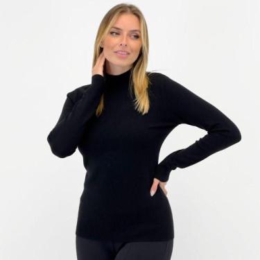 Imagem de Blusa Facinelli Tricot Básica Gola Alta Feminina, M, Preto