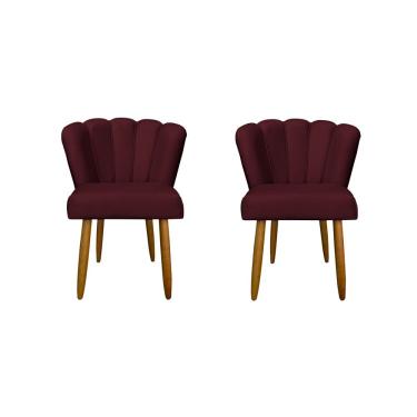 Imagem de Kit 2 Cadeiras Para Penteadeira Quarto Modelo Flor – Balaqui Bordô
