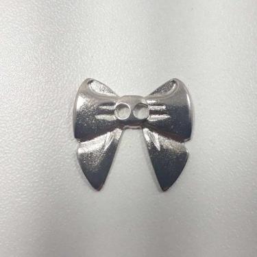 Imagem de Botão Metal Prata 18mm 2 Furos Laço 15Un 100Un 200Un confecção vestido