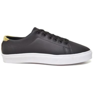 Imagem de Tênis Casual Branco Dourado Feminino Acad. Skate Sneakers Lançamento O